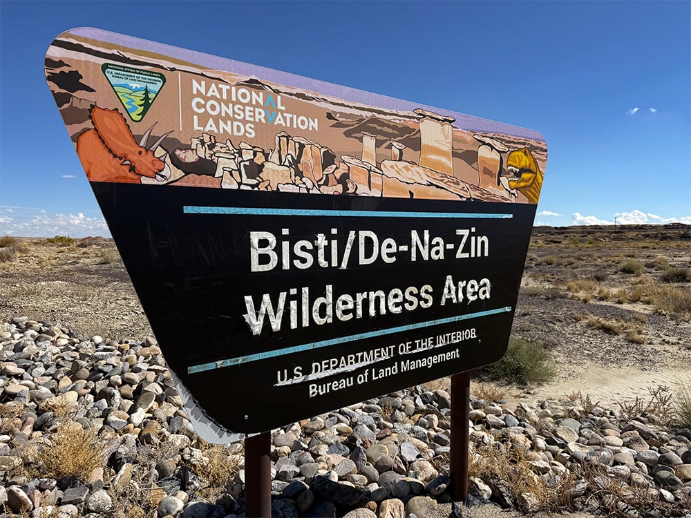 Bisti Badlands sign