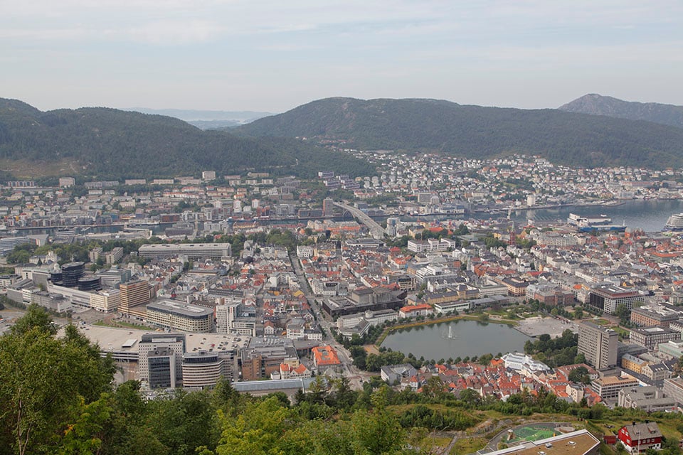 View of Bergen from the top of Mt. Floyen