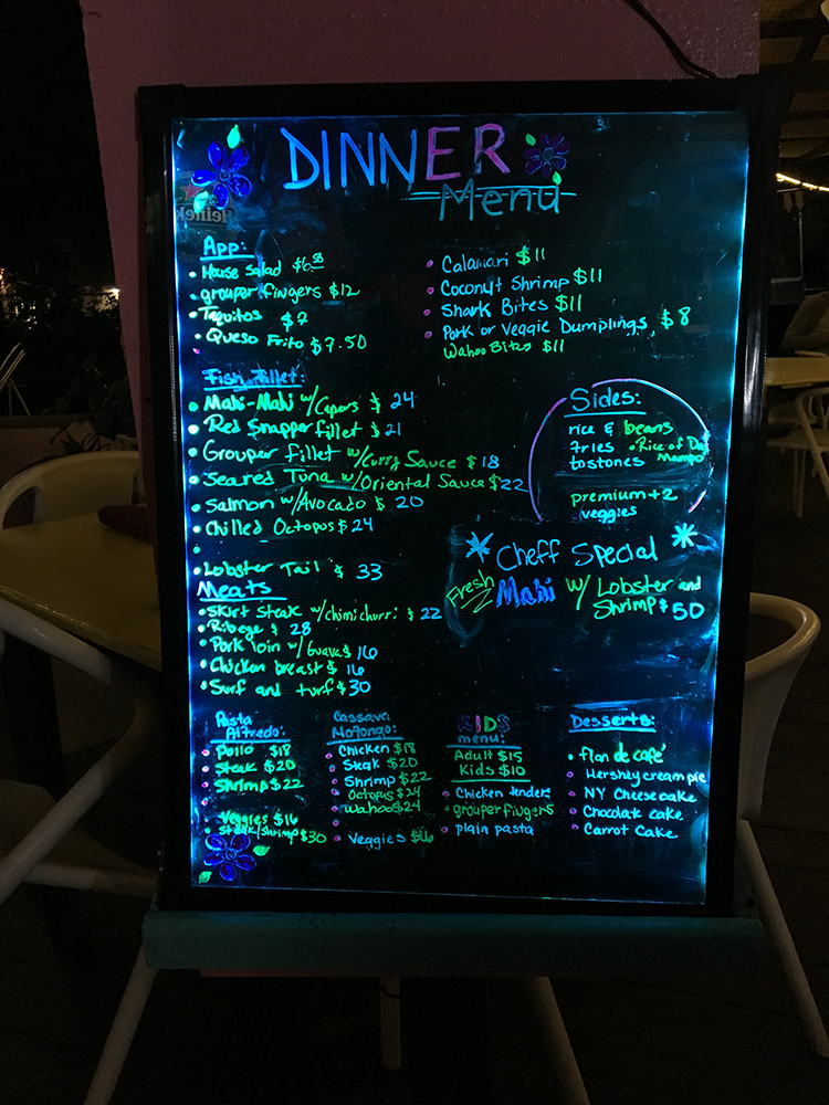 Mamacitas dinner menu