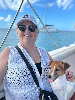 Susan and Kiara on Capt Alain's boat